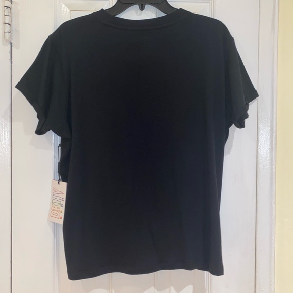 DKNY Logo Sport T-Shirt, Front Knot Detail, Black Multicolor, Size M - Picture 3 of 10